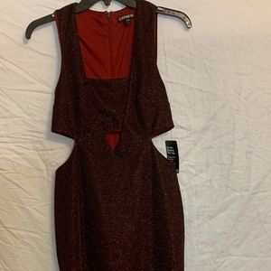 Express Sparkly Burgundy Short Cut-out dress